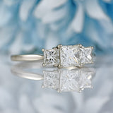 Ellibelle Jewellery Platinum 1 Carat Princess-Cut Diamond Three-Stone Trilogy Ring