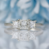 Ellibelle Jewellery Platinum 1 Carat Princess-Cut Diamond Three-Stone Trilogy Ring