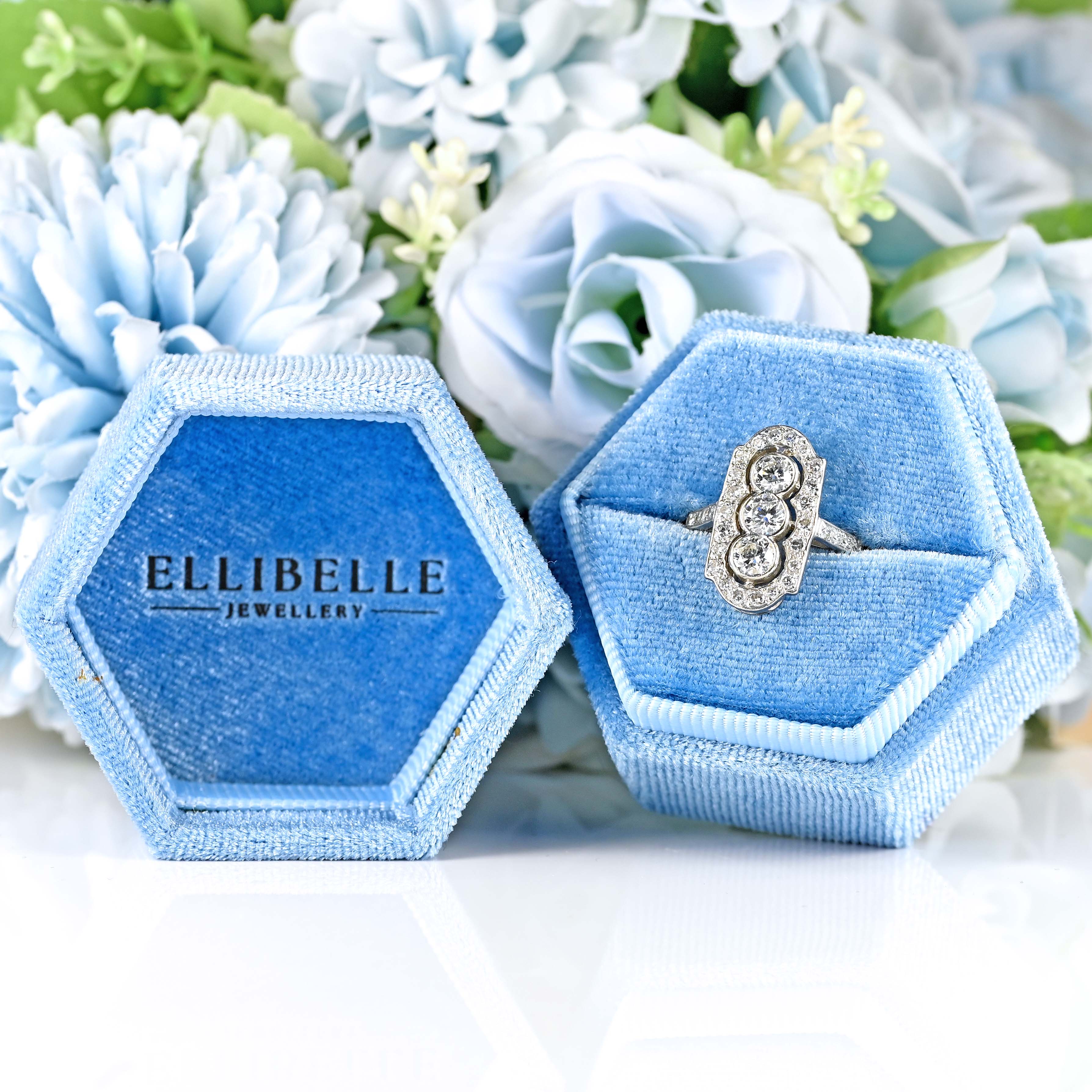 Ellibelle Jewellery Platinum & Diamond Trilogy Cluster Ring (1.00ct)