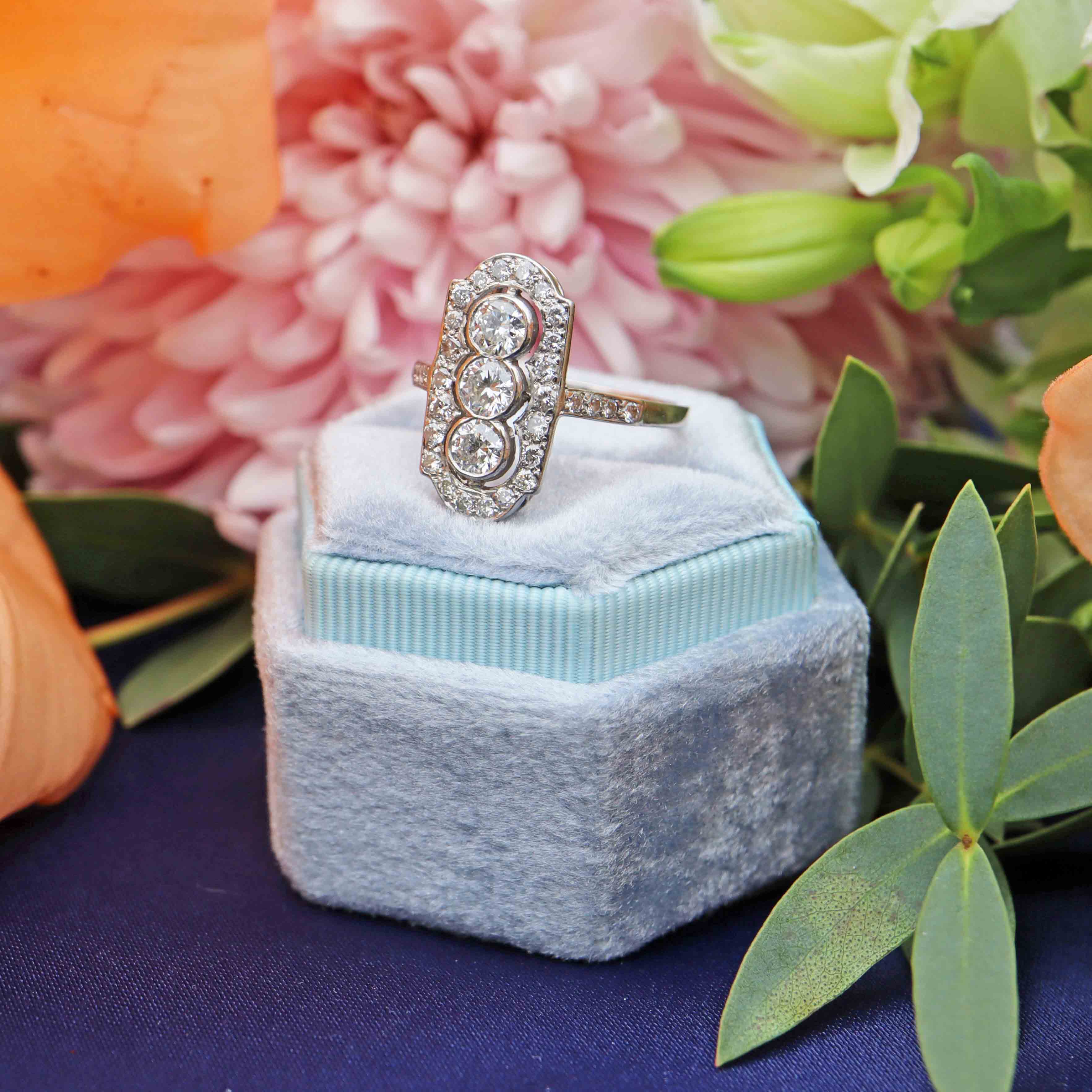 Ellibelle Jewellery Platinum & Diamond Trilogy Cluster Ring (1.00ct)
