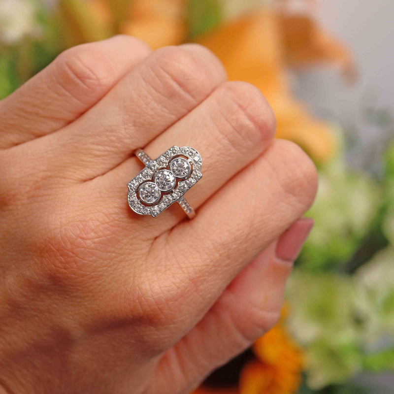 Ellibelle Jewellery Platinum & Diamond Trilogy Cluster Ring (1.00ct)