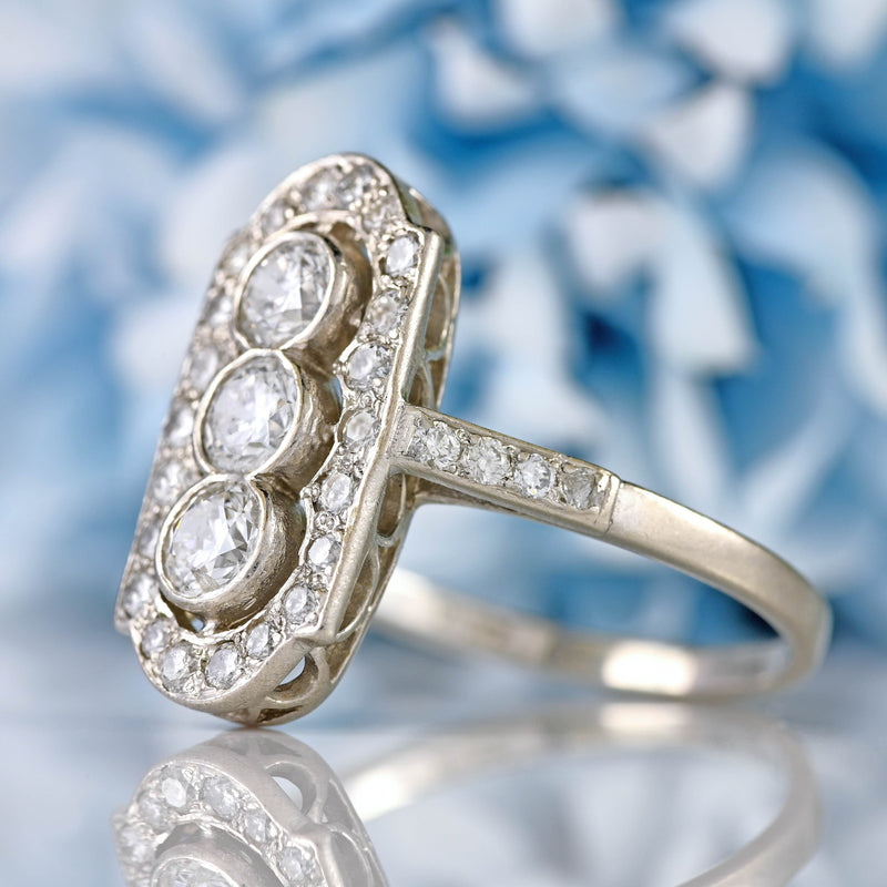 Ellibelle Jewellery Platinum & Diamond Trilogy Cluster Ring (1.00ct)