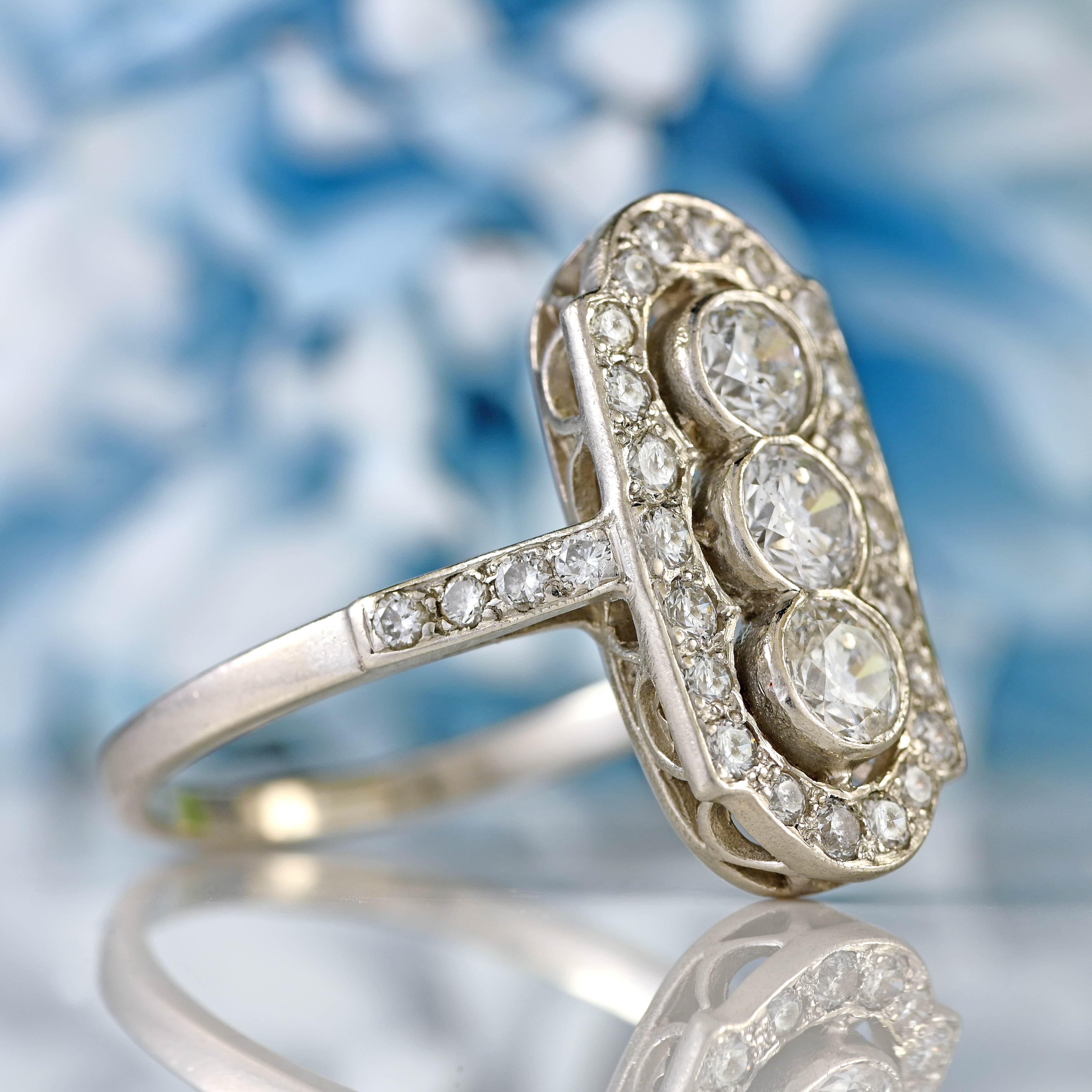 Ellibelle Jewellery Platinum & Diamond Trilogy Cluster Ring (1.00ct)