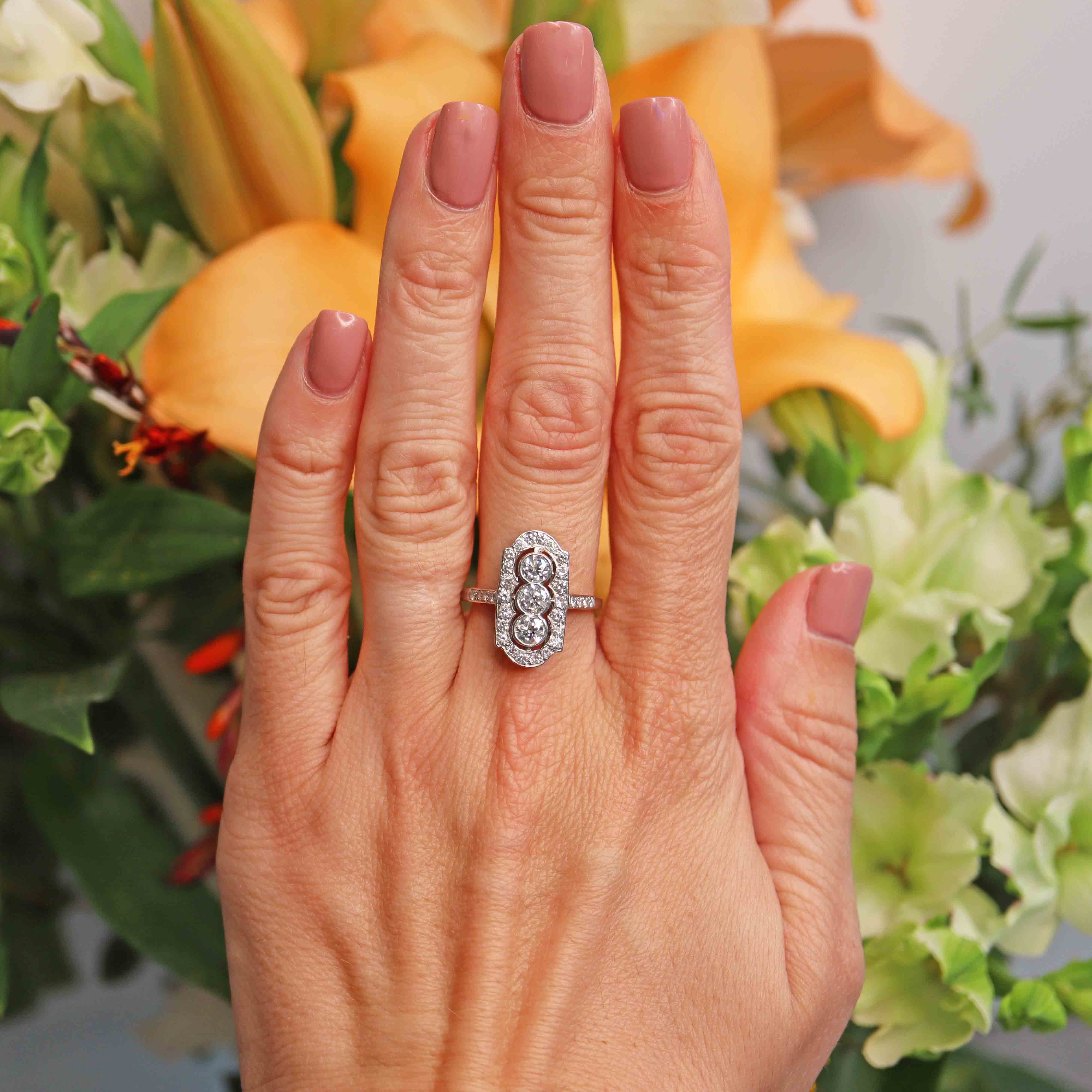 Ellibelle Jewellery Platinum & Diamond Trilogy Cluster Ring (1.00ct)
