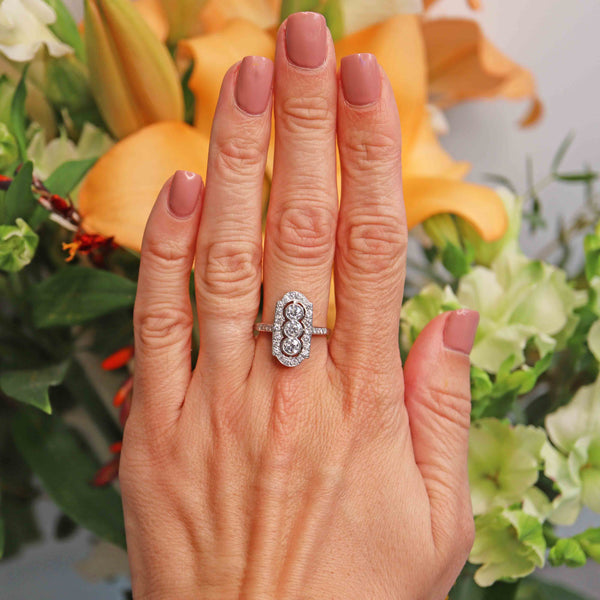 Ellibelle Jewellery Platinum & Diamond Trilogy Cluster Ring (1.00ct)