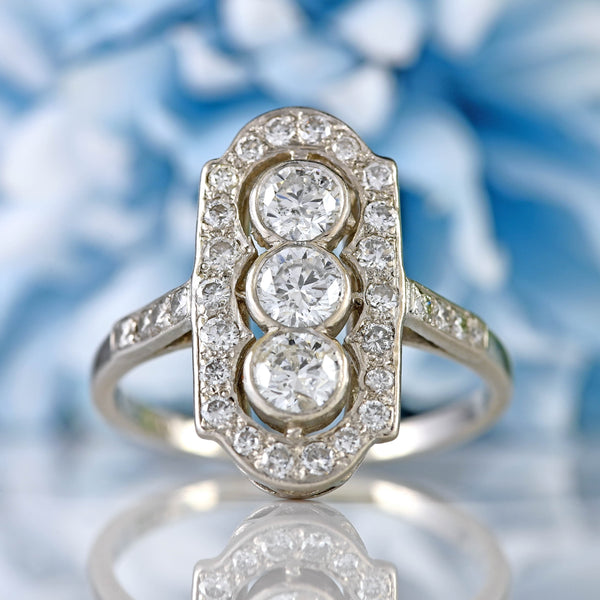 Ellibelle Jewellery Platinum & Diamond Trilogy Cluster Ring (1.00ct)
