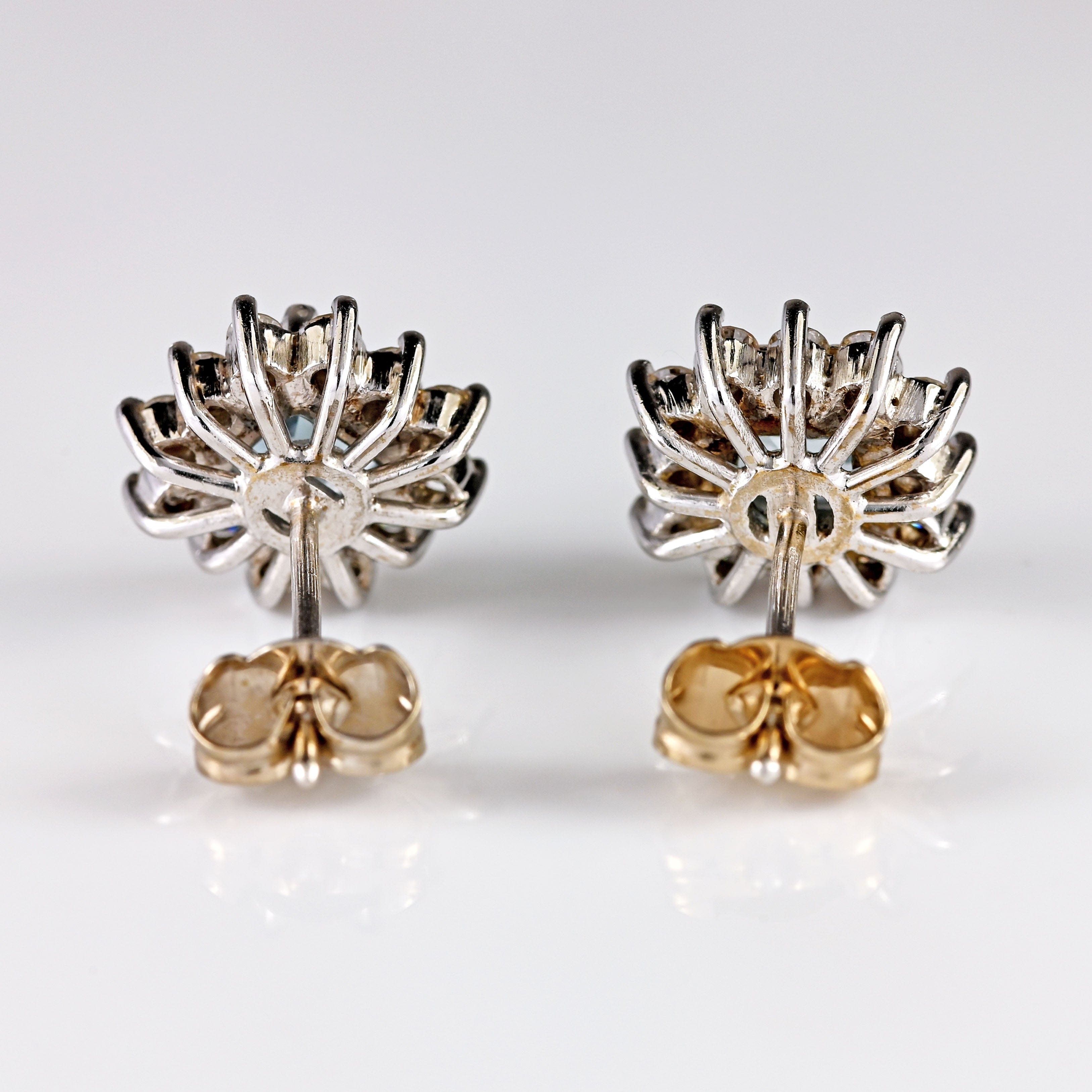 Ellibelle Jewellery Princess-Cut Aquamarine & Diamond 18ct White Gold Cluster Stud Earrings