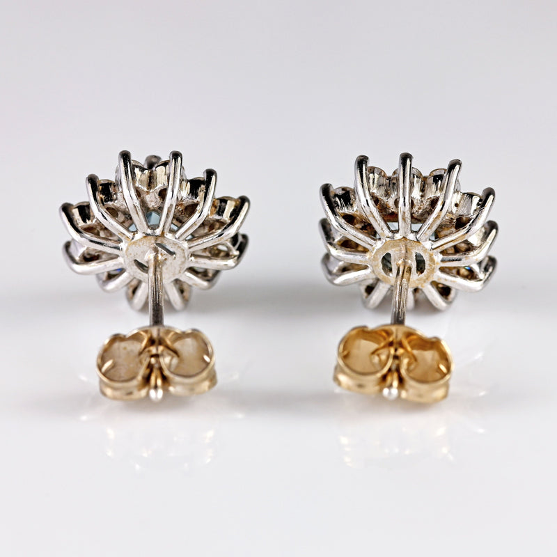 Ellibelle Jewellery Princess-Cut Aquamarine & Diamond 18ct White Gold Cluster Stud Earrings