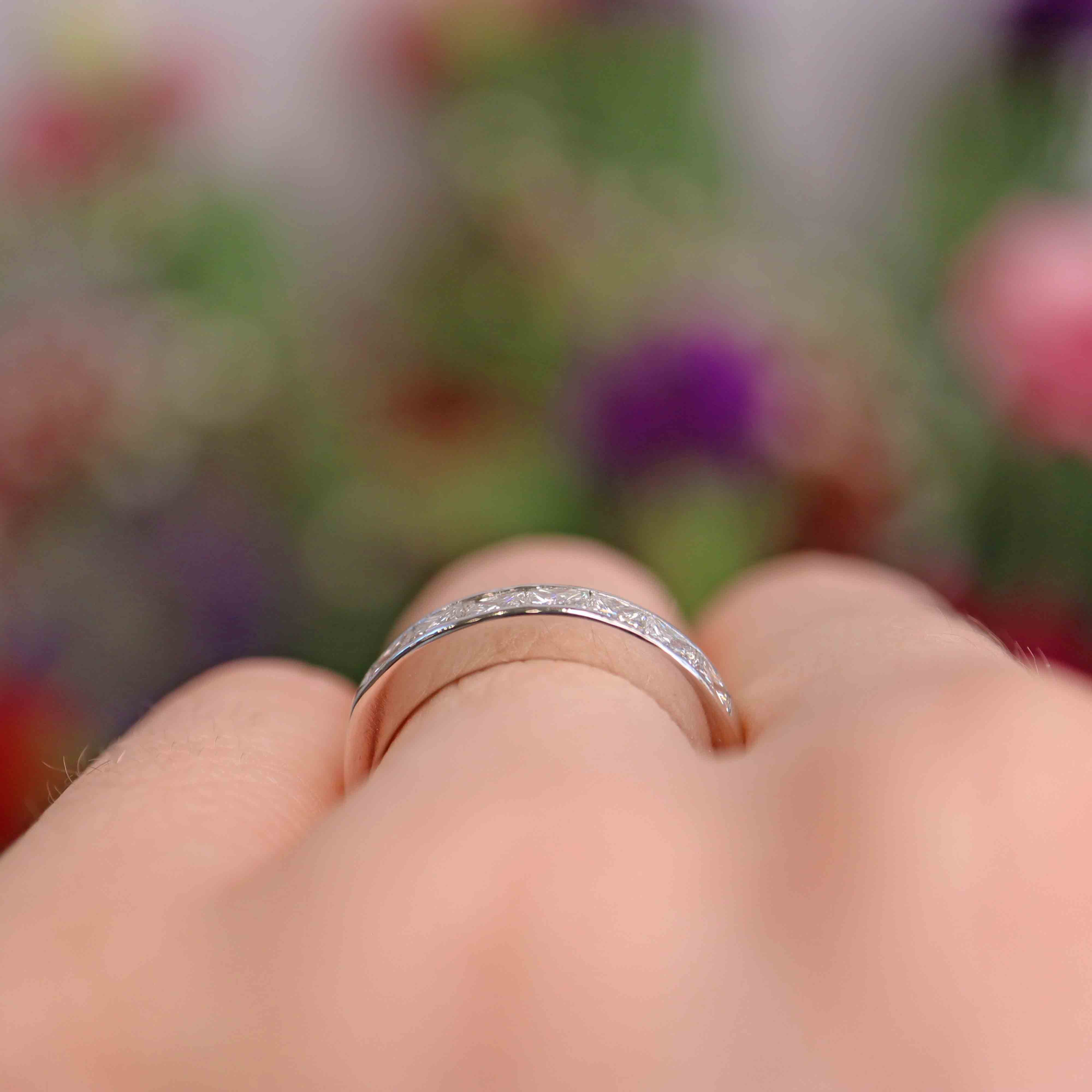 Ellibelle Jewellery Princess-Cut Diamond 18ct White Gold Half-Eternity Wedding Band Ring (1.05cts)