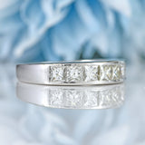 Ellibelle Jewellery Princess-Cut Diamond 18ct White Gold Half-Eternity Wedding Band Ring (1.05cts)