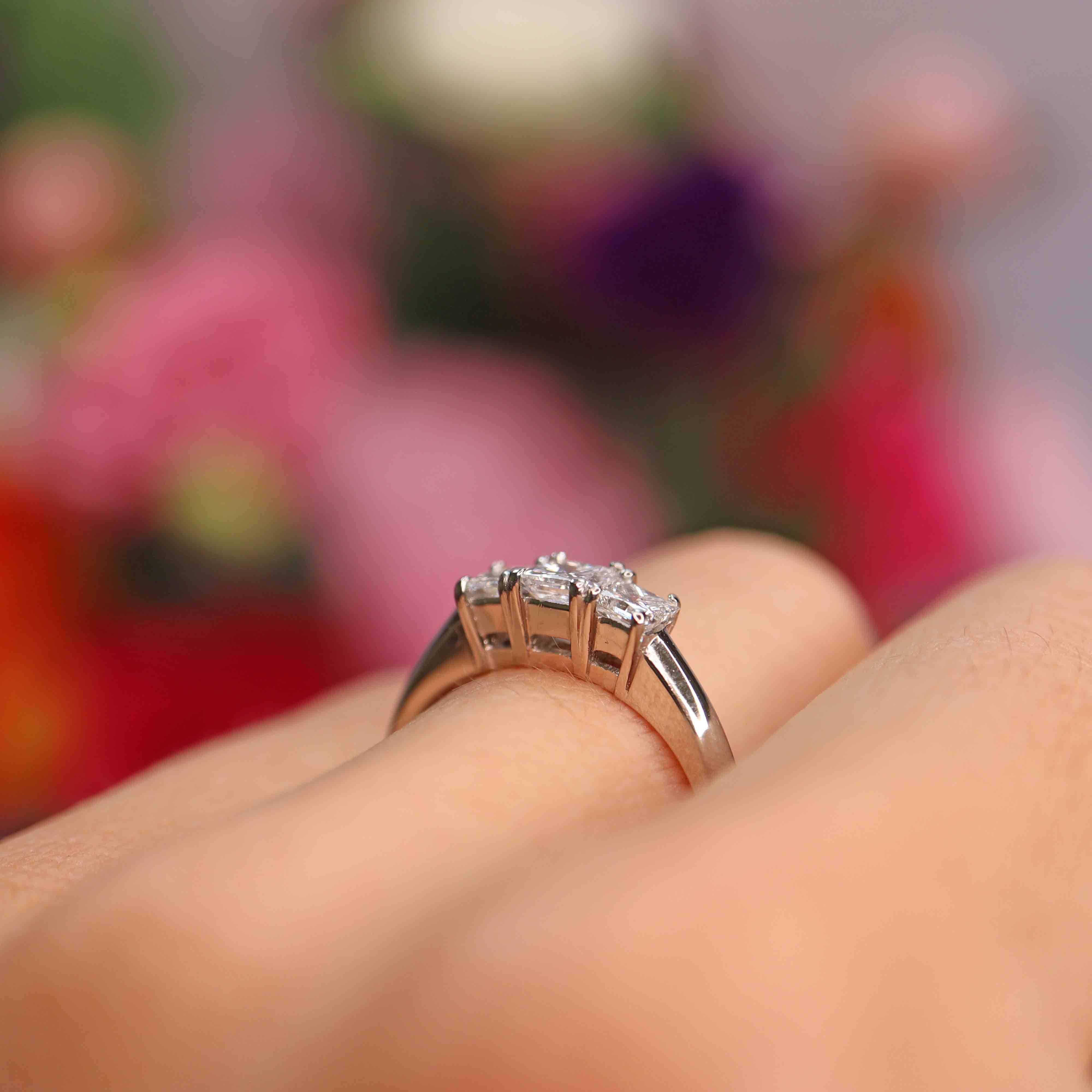 Ellibelle Jewellery Princess-Cut Diamond Platinum Three-Stone Trilogy Ring (0.75cts)