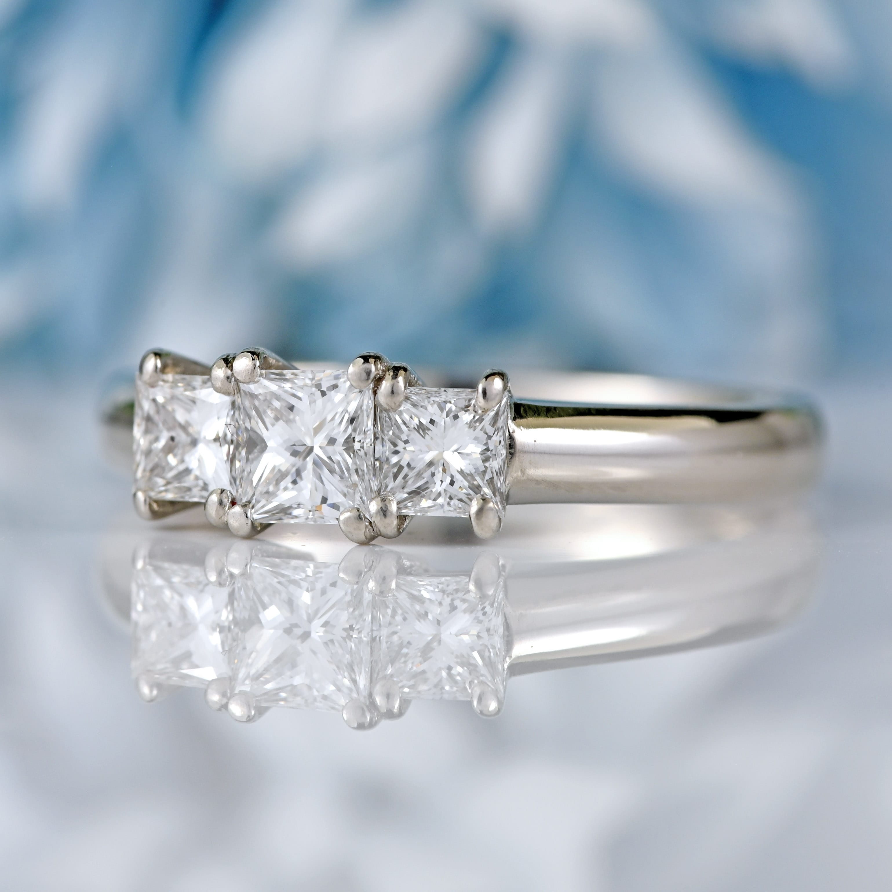 Ellibelle Jewellery Princess-Cut Diamond Platinum Three-Stone Trilogy Ring (0.75cts)