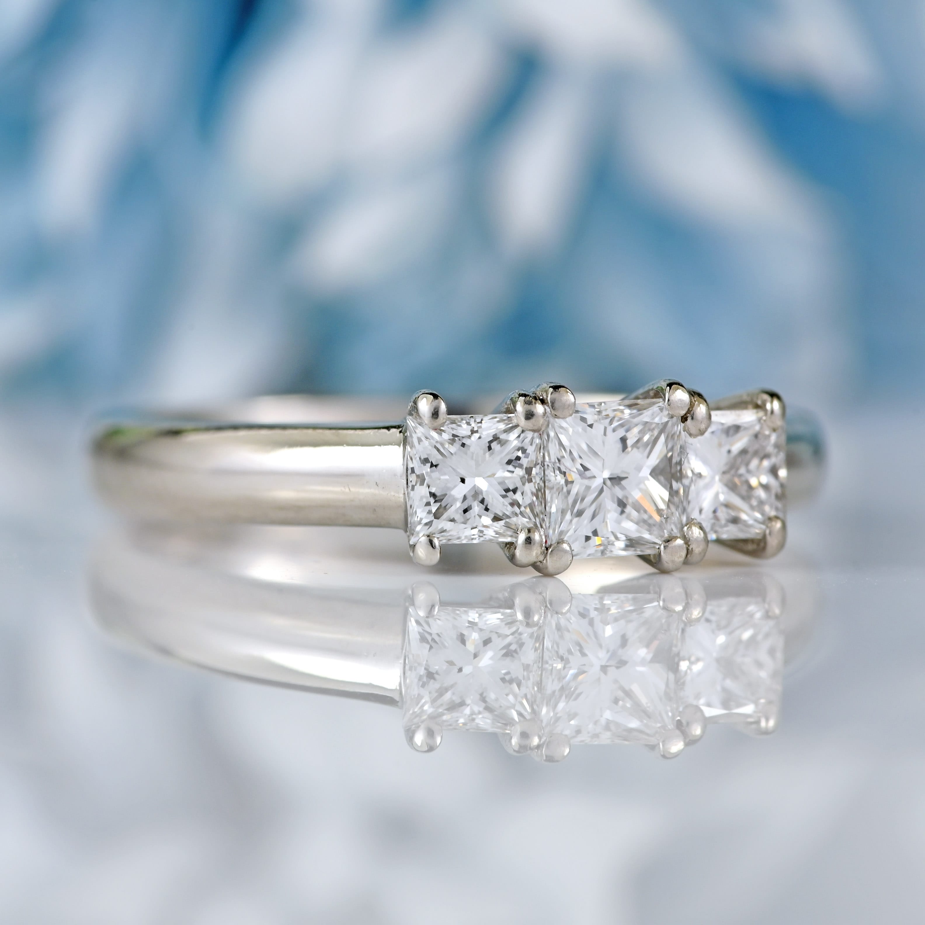 Ellibelle Jewellery Princess-Cut Diamond Platinum Three-Stone Trilogy Ring (0.75cts)