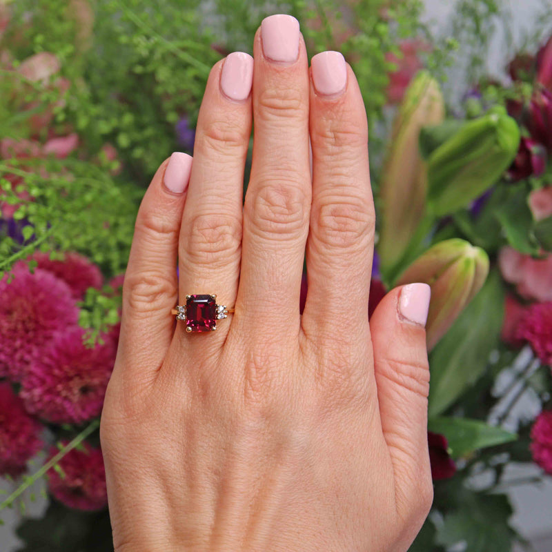 Ellibelle Jewellery Rhodolite Garnet & Diamond 18ct Gold Ring