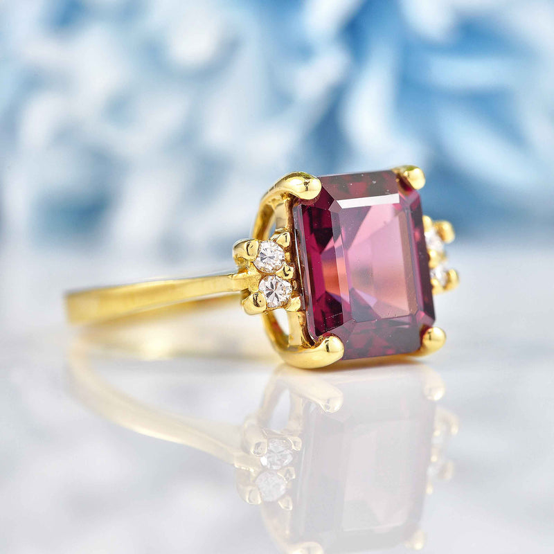 Ellibelle Jewellery Rhodolite Garnet & Diamond 18ct Gold Ring