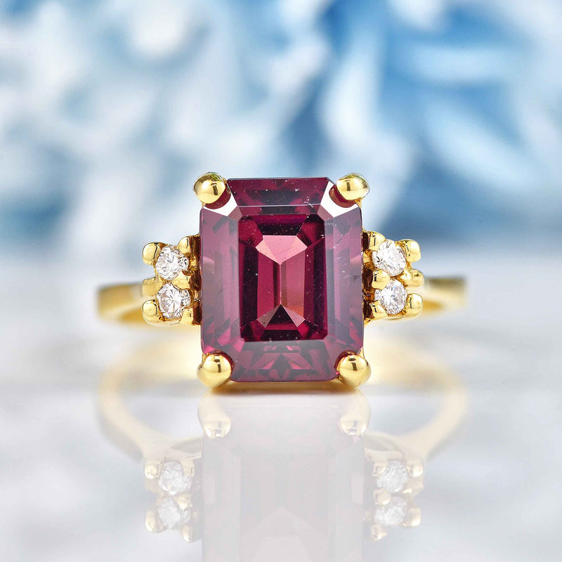 Ellibelle Jewellery Rhodolite Garnet & Diamond 18ct Gold Ring