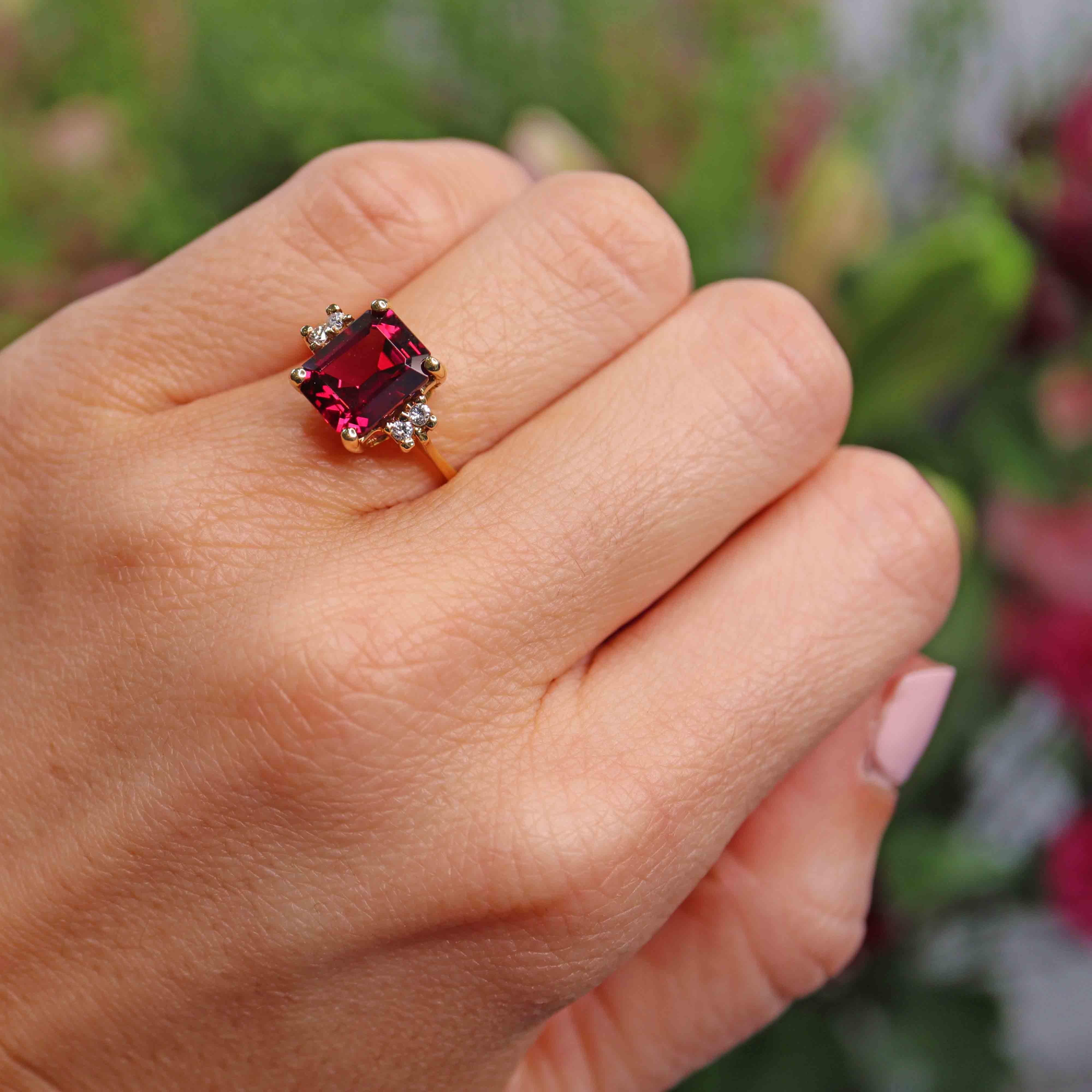 Ellibelle Jewellery Rhodolite Garnet & Diamond 18ct Gold Ring