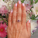 Ellibelle Jewellery Rhodolite Garnet & Diamond 9ct Gold Halo Ring