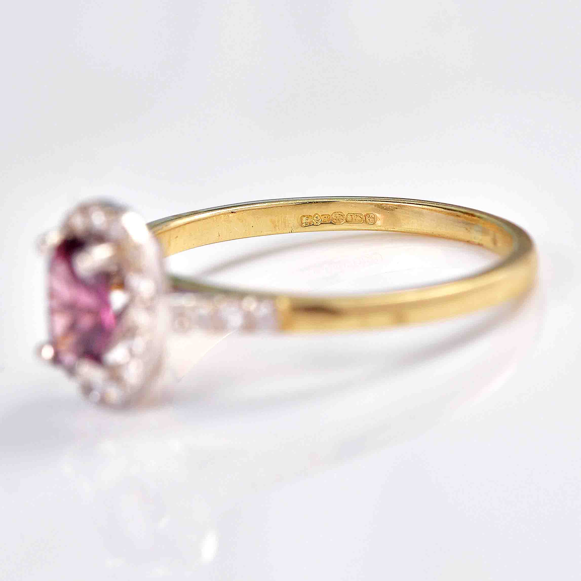 Ellibelle Jewellery Rhodolite Garnet & Diamond 9ct Gold Halo Ring