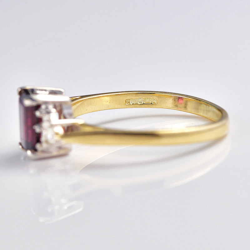 Ellibelle Jewellery Rhodolite Garnet & Diamond 9ct Gold Seven-Stone Ring