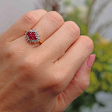 Ellibelle Jewellery Ruby & Diamond 18ct Gold Four-Stone Cluster Ring