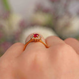 Ellibelle Jewellery Ruby & Diamond 18ct Gold Halo Cluster Ring