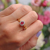 Ellibelle Jewellery Ruby & Diamond 18ct Gold Oval Cluster Ring (0.55ct)