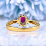 Ellibelle Jewellery Ruby & Diamond 18ct Gold Oval Cluster Ring (0.55ct)