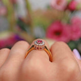 Ellibelle Jewellery Ruby & Diamond 18ct Gold Oval Cluster Ring (0.55ct)