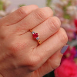 Ellibelle Jewellery Ruby & Diamond 18ct Gold Oval Three-Stone Engagement Ring (0.62ct)