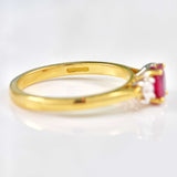 Ellibelle Jewellery Ruby & Diamond 18ct Gold Oval Three-Stone Engagement Ring (0.62ct)