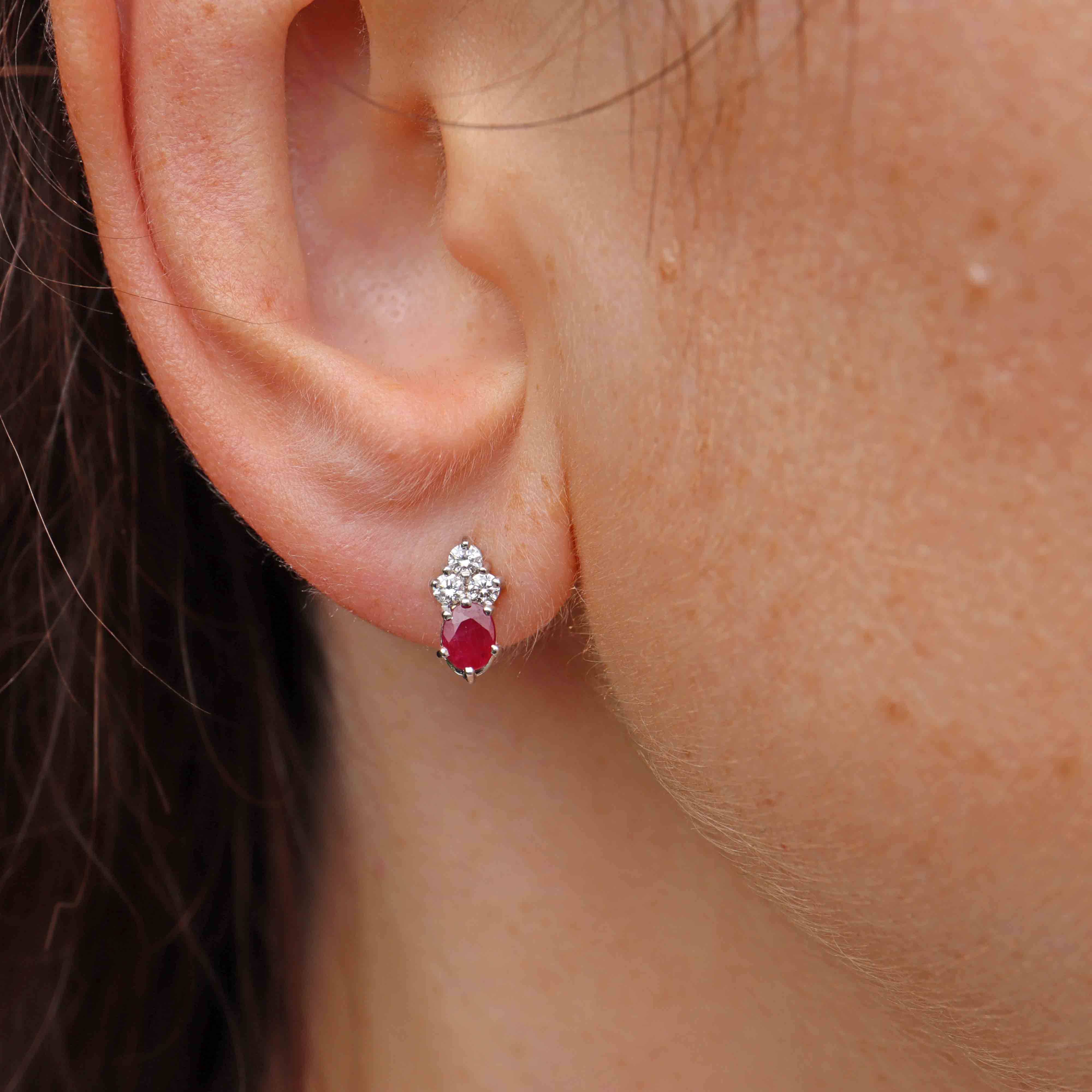Ellibelle Jewellery Ruby & Diamond 18ct Gold Stud Earrings
