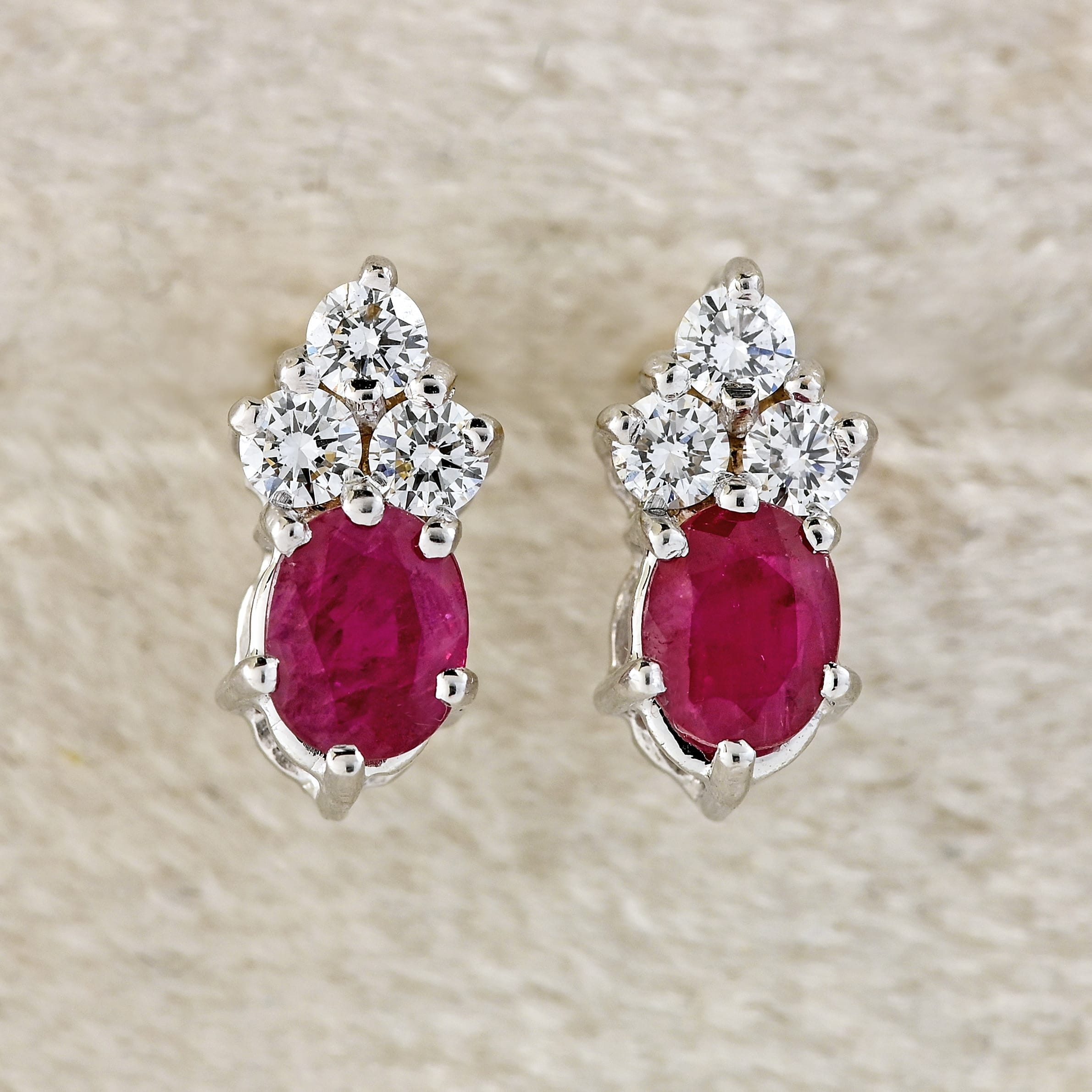 Ellibelle Jewellery Ruby & Diamond 18ct Gold Stud Earrings