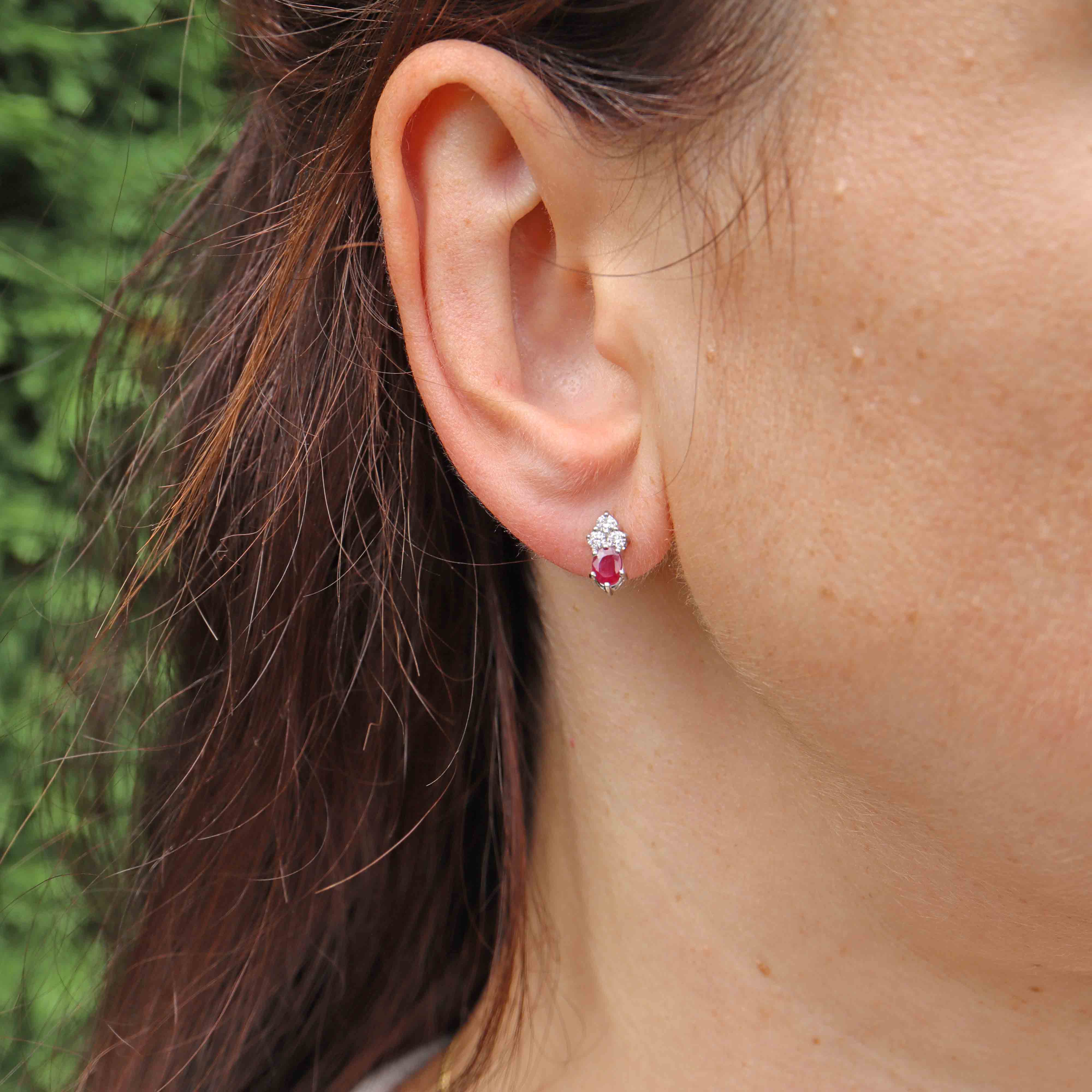 Ellibelle Jewellery Ruby & Diamond 18ct Gold Stud Earrings