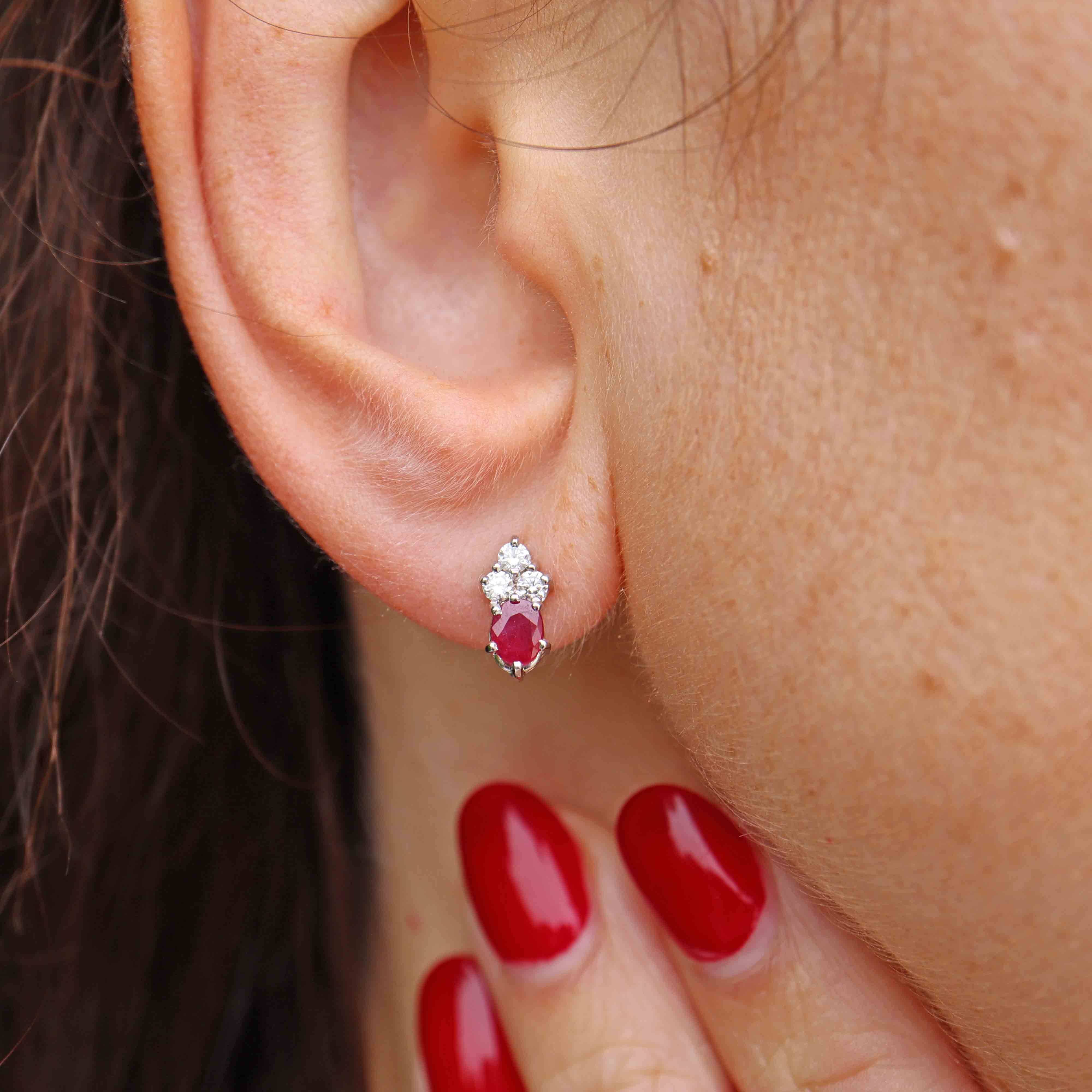 Ellibelle Jewellery Ruby & Diamond 18ct Gold Stud Earrings