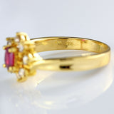 Ellibelle Jewellery Ruby & Diamond 18ct Gold Twist-Over Cluster Halo Ring