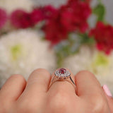 Ellibelle Jewellery Ruby & Diamond 18ct White Gold Cluster Engagement Ring