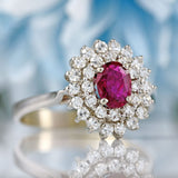 Ellibelle Jewellery Ruby & Diamond 18ct White Gold Double Cluster Ring
