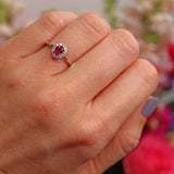 Ellibelle Jewellery Ruby & Diamond 18ct White Gold Oval Cluster Ring (0.45ct)