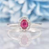 Ellibelle Jewellery Ruby & Diamond 18ct White Gold Oval Cluster Ring (0.45ct)