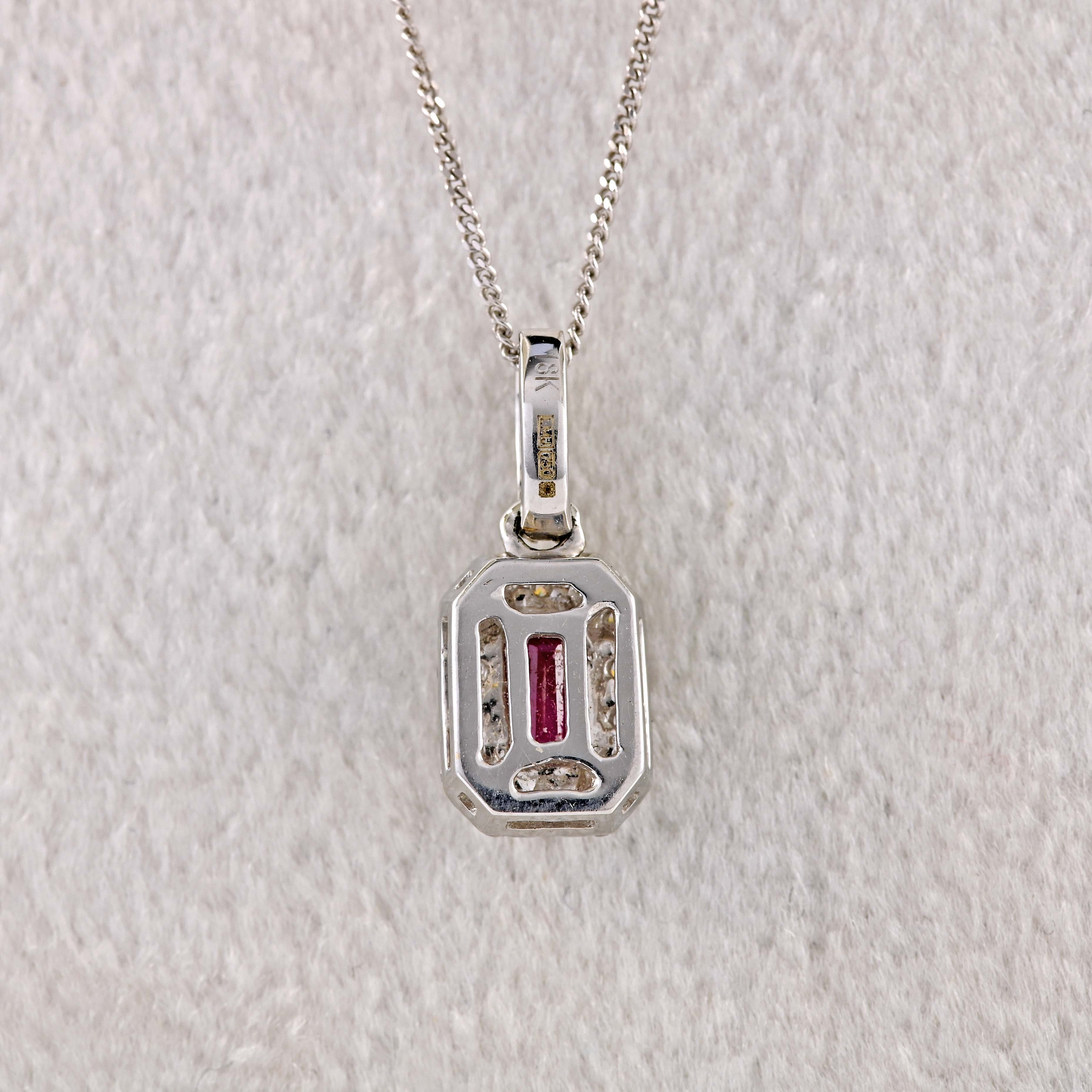 Ellibelle Jewellery Ruby & Diamond 18ct White Gold Pendant Necklace