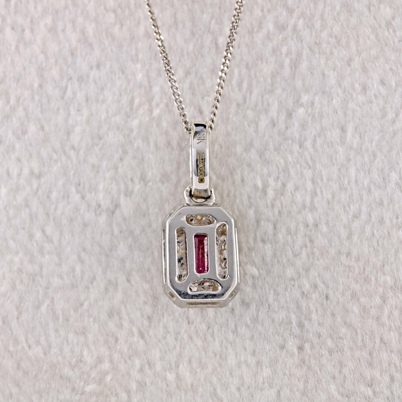 Ellibelle Jewellery Ruby & Diamond 18ct White Gold Pendant Necklace