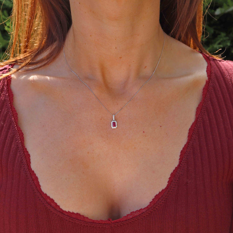 Ellibelle Jewellery Ruby & Diamond 18ct White Gold Pendant Necklace