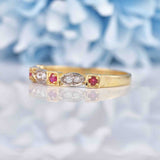 Ellibelle Jewellery Ruby & Diamond 9ct Gold Geometric Stacking Band Ring