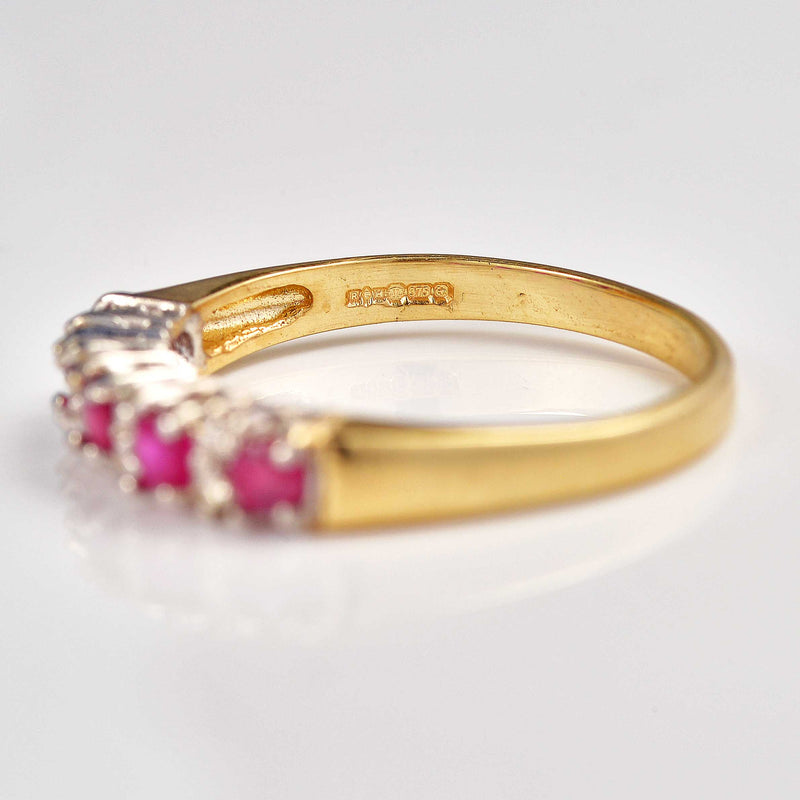 Ellibelle Jewellery Ruby & Diamond 9ct Gold Half-Eternity Band Ring