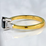 Ellibelle Jewellery Sapphire & Baguette-Cut Diamond 18ct Gold Engagement Ring