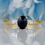 Ellibelle Jewellery Sapphire & Baguette-Cut Diamond 18ct Gold Engagement Ring