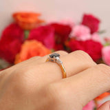 Ellibelle Jewellery Sapphire & Baguette-Cut Diamond 18ct Gold Engagement Ring