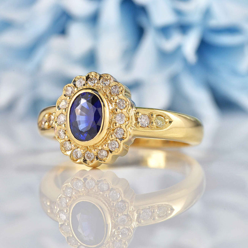 Ellibelle Jewellery Sapphire & Diamond 18ct Gold Cluster Ring