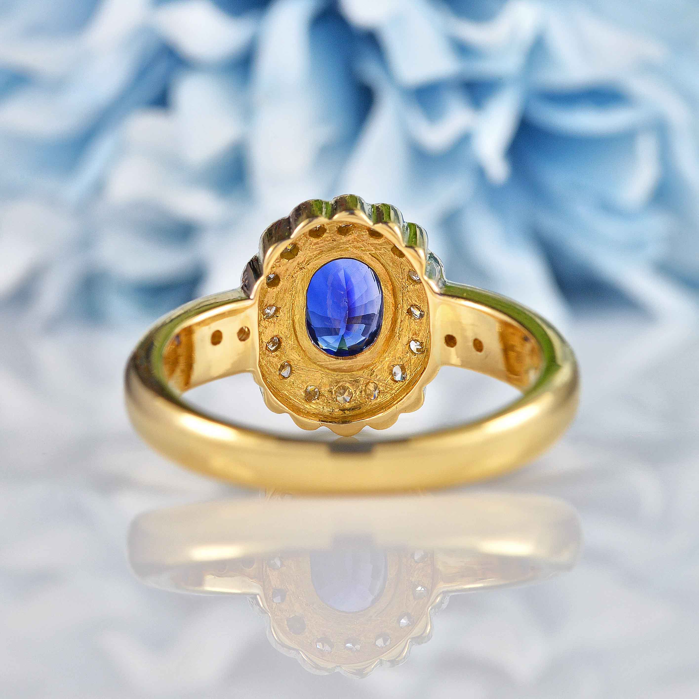 Ellibelle Jewellery Sapphire & Diamond 18ct Gold Cluster Ring